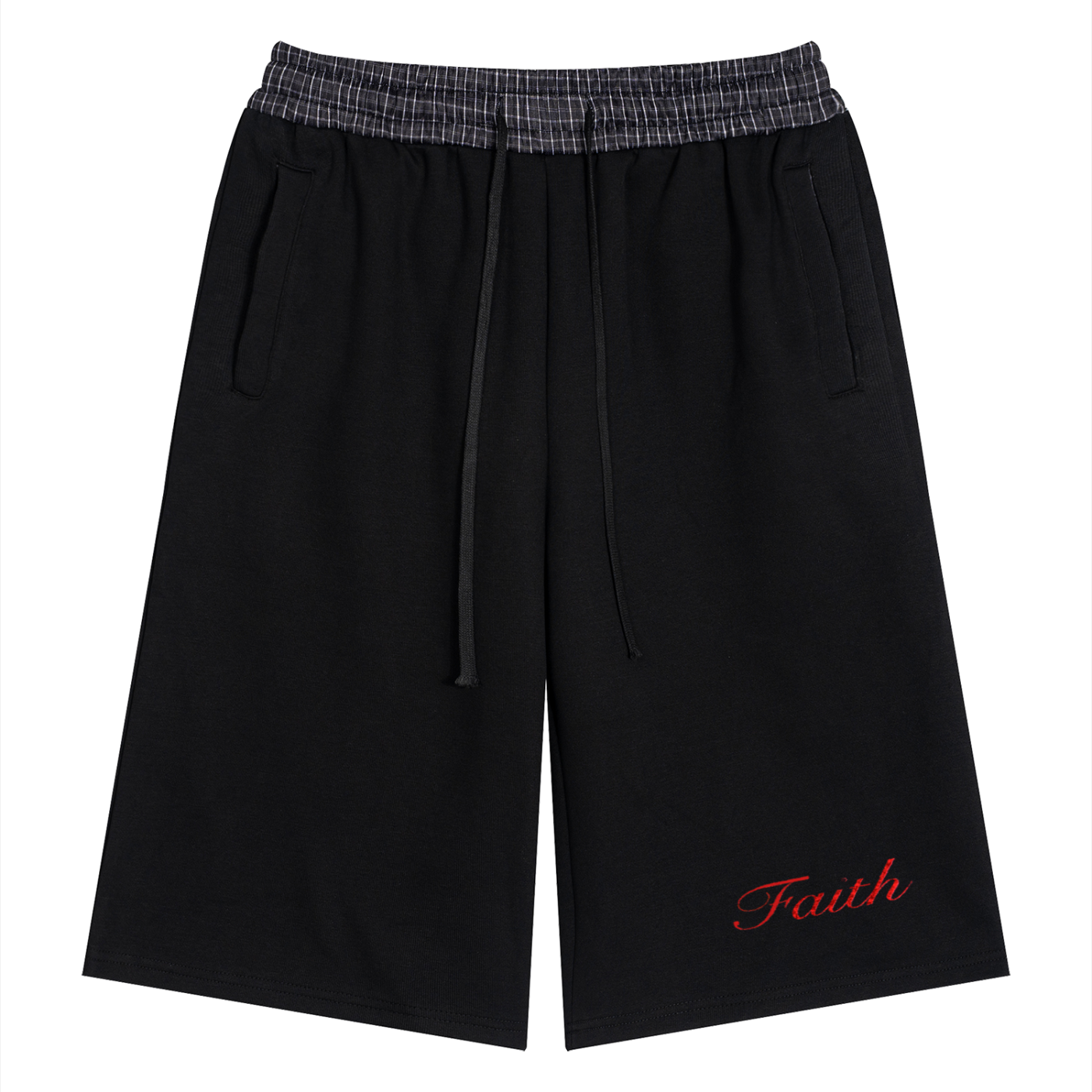 Unisex Plaid Waistband Shorts