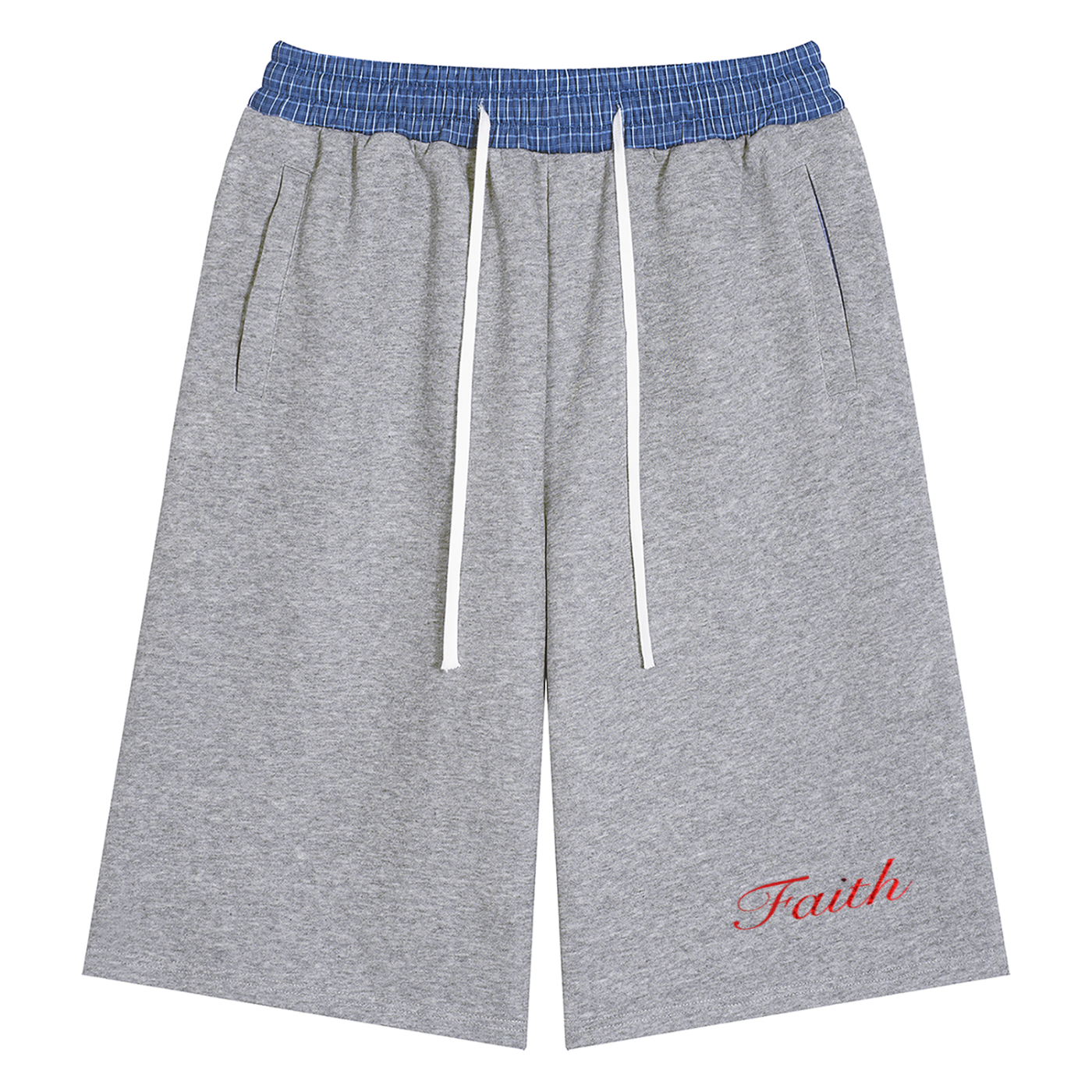 Unisex Plaid Waistband Shorts