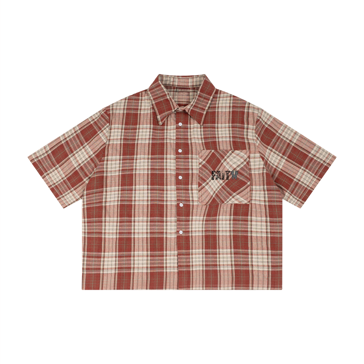 Unisex Plaid Boxy Short Sleeve Shirt